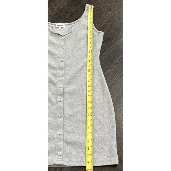 Superdown Kimmie Dress Size M Medium Gray Scoop Neck Ribbed Bodycon Tank Buttons - Picture 6 of 7